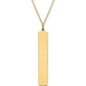 Sarah Chloe Diamond Accent Mom Bar Pendant Necklace in 14k Gold Over Silver